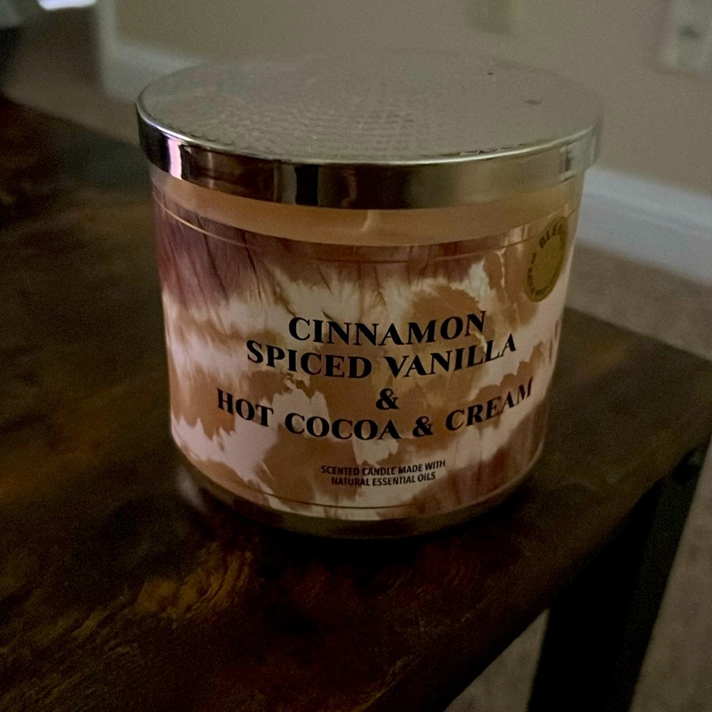 Bath and Body Works Cinnamon Spiced Vanilla & Hot Cocoa & Cream 3 Wick Candle